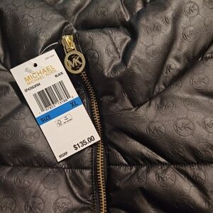 Michael Kors Black Quilted Logo Puffer Vest with Gold Hardware